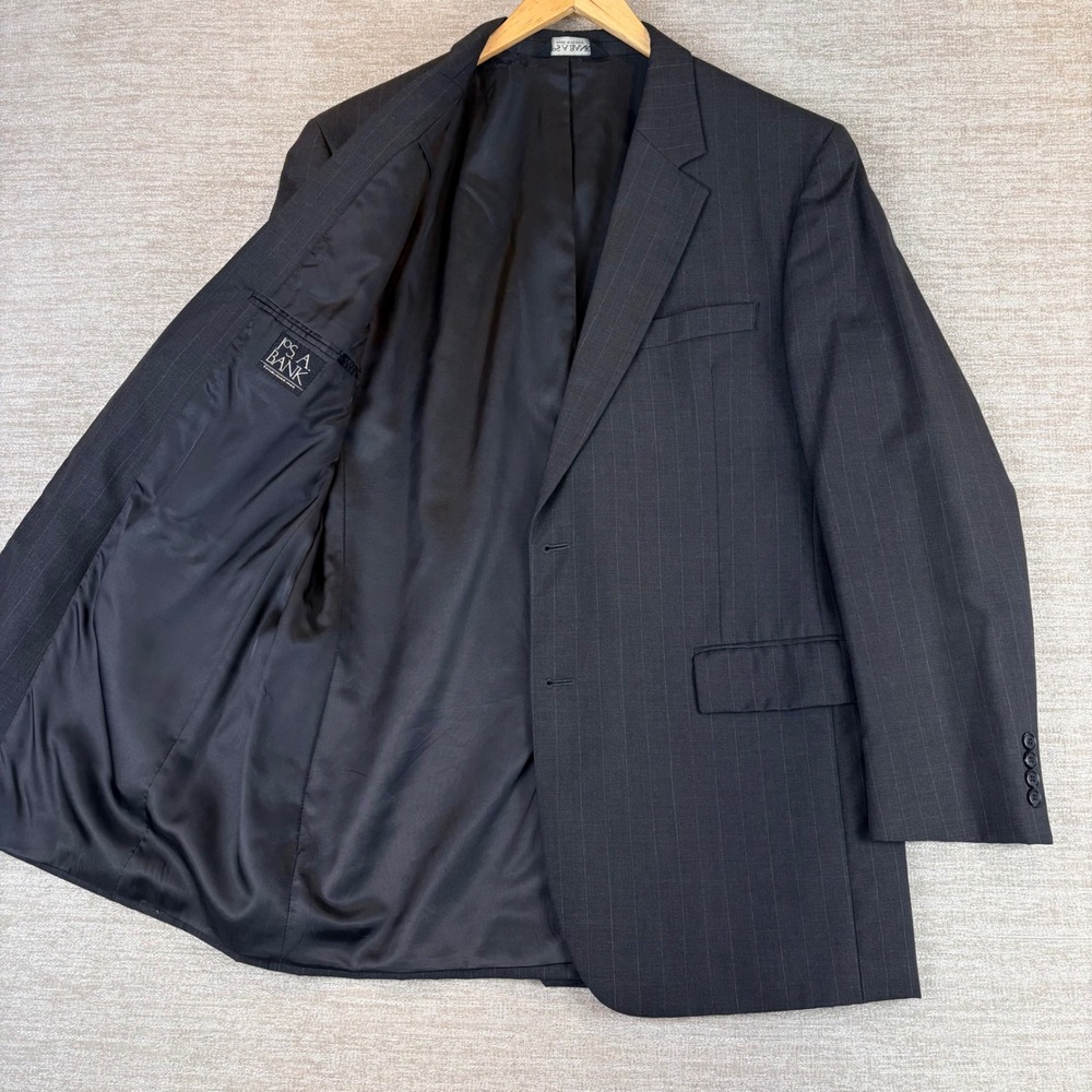 Jos. A. Bank Wool Suit Jacket Mens 43L Charcoal Pinstripe EUC Business Formal